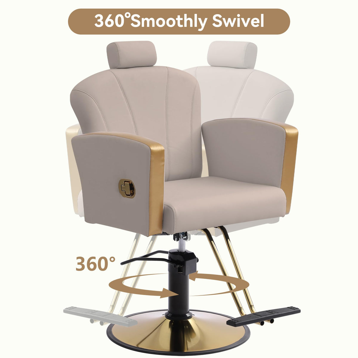 LOUVIXA Height Adjustable Salon Chair for Hair Sylist, Reclining Salon Hair Chairs, Hydraulic Barber Chair, 360 Degree Swivel Shampoo Chairset for Barbershop (Grey)