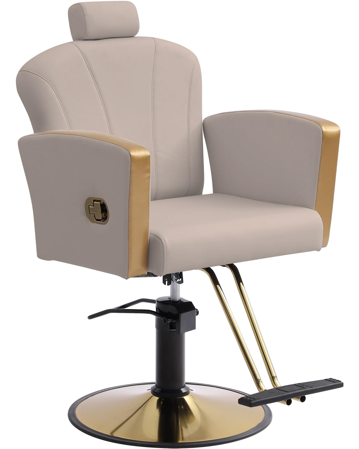 LOUVIXA Height Adjustable Salon Chair for Hair Sylist, Reclining Salon Hair Chairs, Hydraulic Barber Chair, 360 Degree Swivel Shampoo Chairset for Barbershop (Grey)