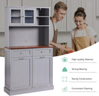 LOUVIXA 68.4" Kitchen Pantry Storage Cabinet, Freestanding Cupboard with Shelf, 2 Drawers and 1 Tilt Out Trash Cabinet, Tall Cabinets for Kitchen, Dinning Room, Living Room (White, Double Tilt)