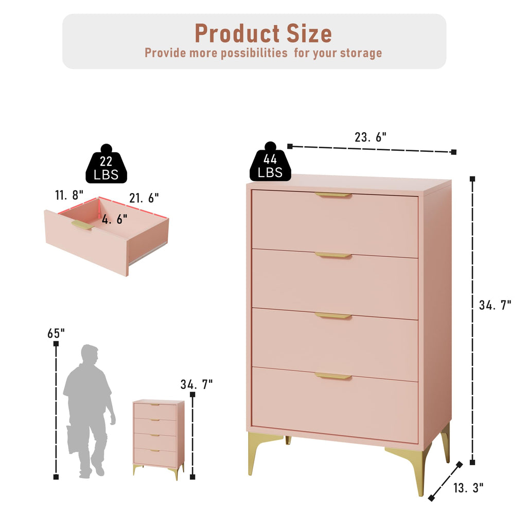 LOUVIXA Dresser for Bedroom with 4 Drawers, Wood Chest of Drawers, Dresser Storage Cabinet, 4 Drawer Dressers for Bedroom, Living Room, Entryway, Cloakroom (Black)