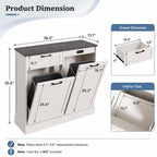LOUVIXA Double Tilt Out Trash Cabinet, Kitchen Island with Trash Storage, Trashcan Cabinet for Kitchens, Wood Cabinet with Trash Can Pull Out, Dog Proof Trash Can (Off White, 20 Gal)