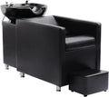 Shampoo Stations for Salon, Backwash Chair with Ceramic Bowl, Backwash Shampoo Unit with Foot Pedal, Sink Chair Station, Hair Washing Station for Barbershop (Black)