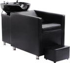 Shampoo Stations for Salon, Backwash Chair with Ceramic Bowl, Backwash Shampoo Unit with Foot Pedal, Sink Chair Station, Hair Washing Station for Barbershop (Black)
