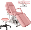 LOUVIXA Electric Height Adjustable Tattoo Bed, Electric Lift Massage Table, Multi-Purpose Massage Tattoo Lash Waxing Table for Beauty Barber Spa, Height Backrest Footrest Adjustable (Pink)
