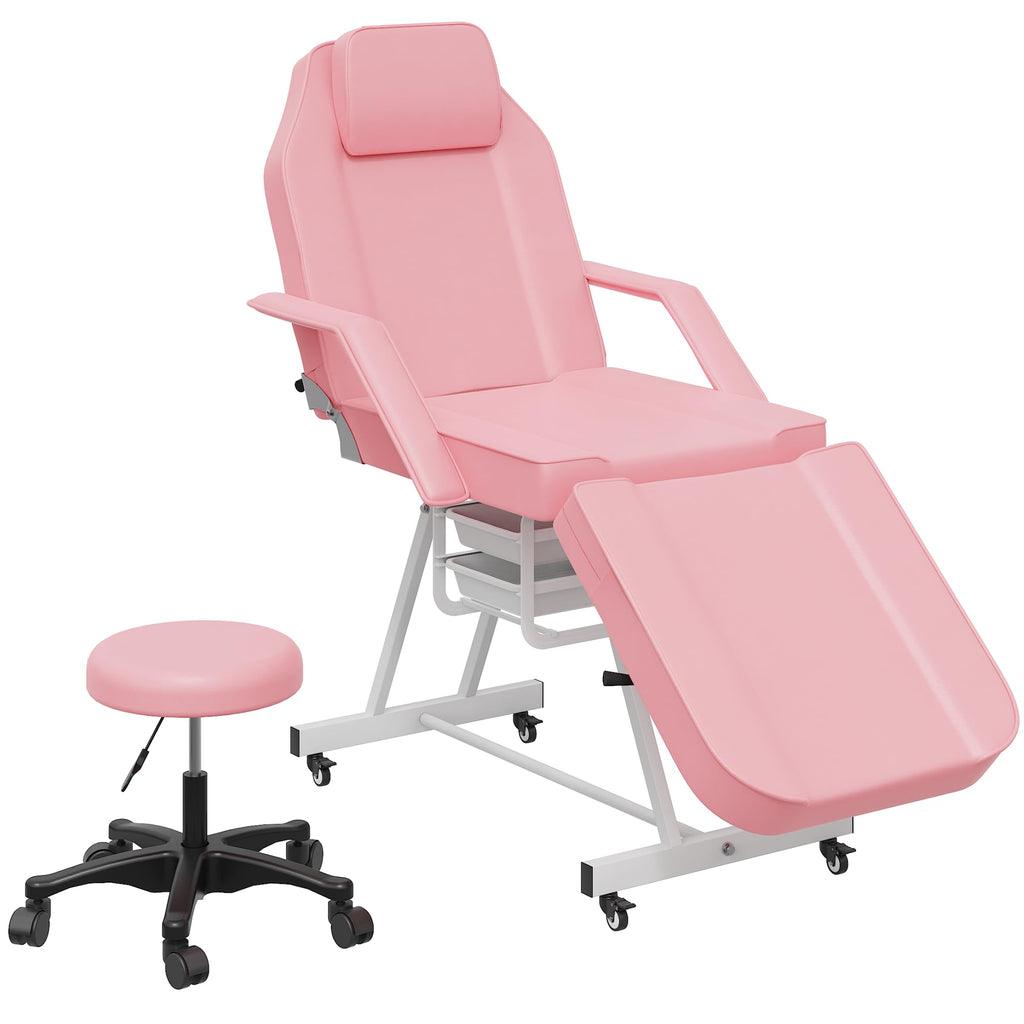 LOUVIXA Tattoo Chair, Adjustable Facial Chair 73 Inch Salon Bed with Hydraulic Stool for Professional Massage Beauty Spa (Black)