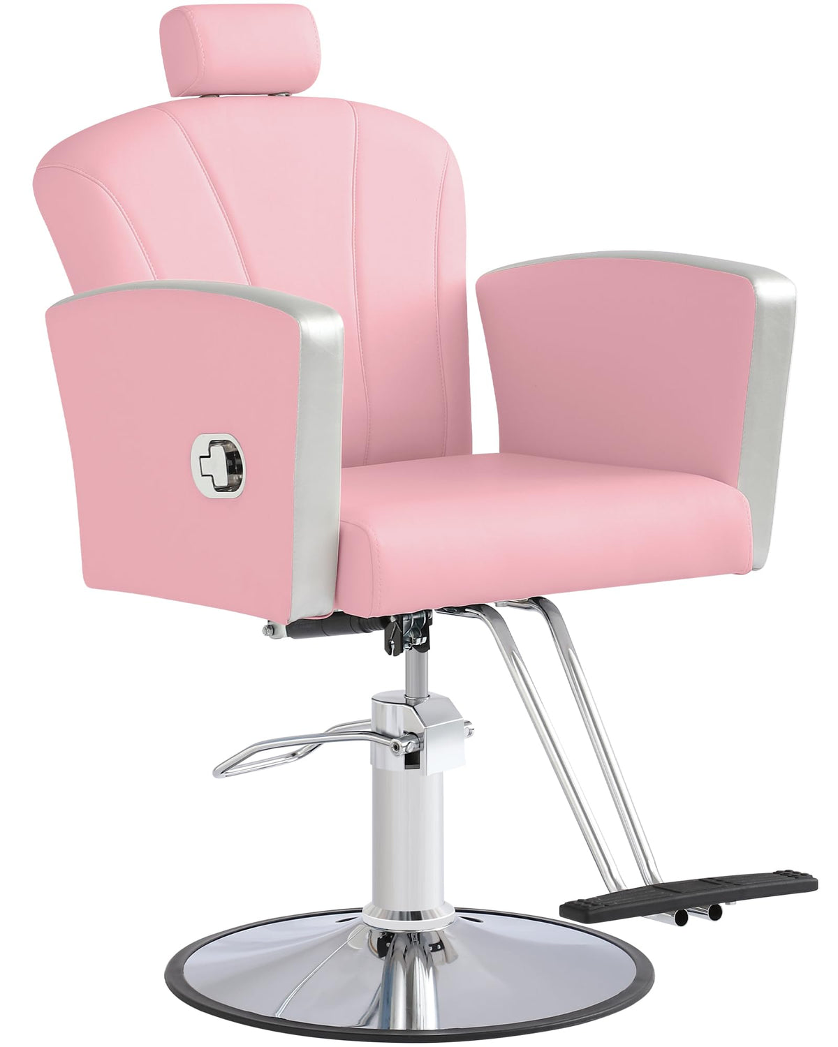 LOUVIXA Height Adjustable Salon Chair for Hair Sylist, Reclining Salon Hair Chairs, Hydraulic Barber Chair, 360 Degree Swivel Shampoo Chairset for Barbershop (Grey)