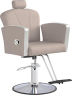 LOUVIXA Height Adjustable Salon Chair for Hair Sylist, Reclining Salon Hair Chairs, Hydraulic Barber Chair, 360 Degree Swivel Shampoo Chairset for Barbershop (Grey)