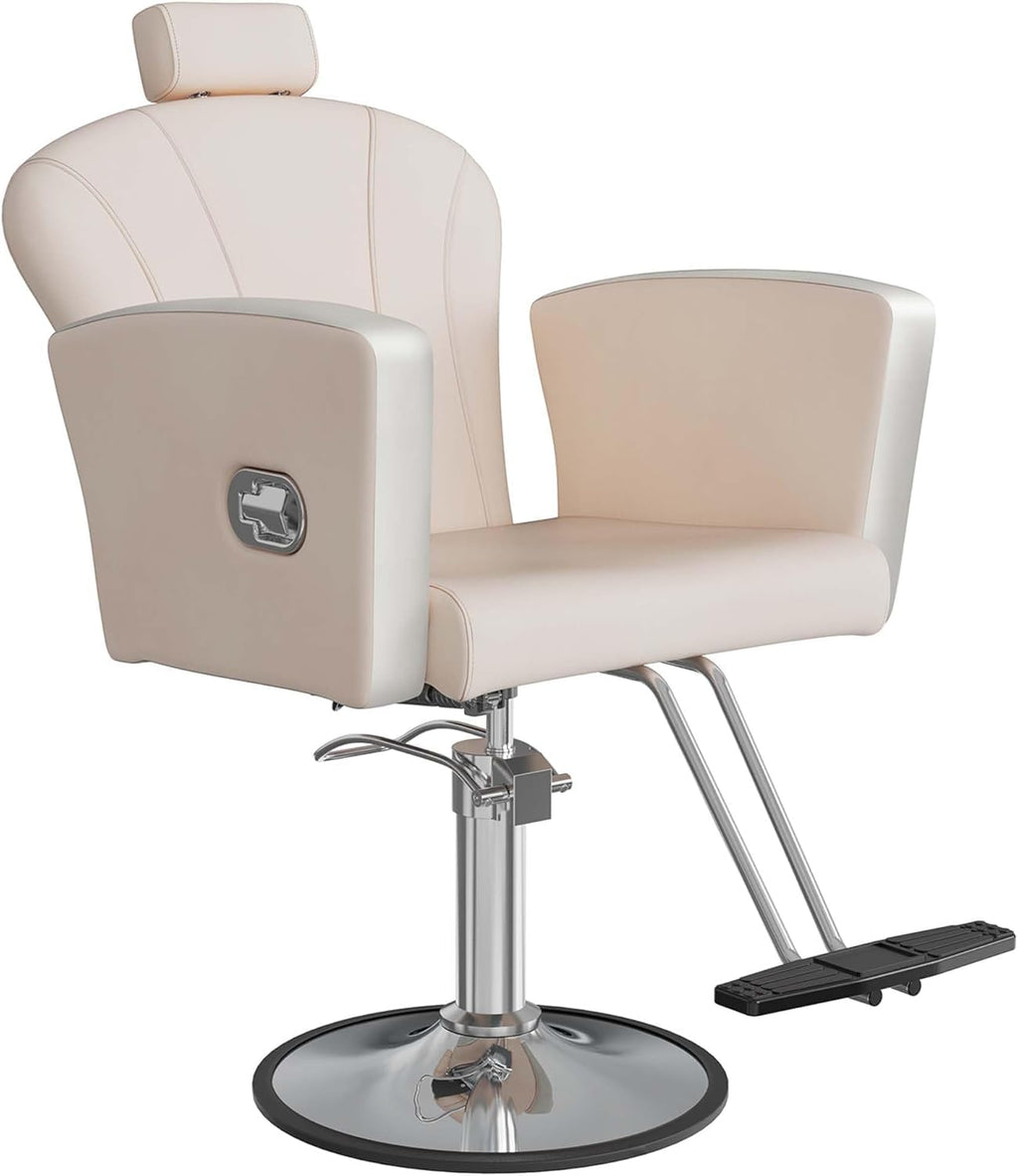 LOUVIXA Height Adjustable Salon Chair for Hair Sylist, Reclining Salon Hair Chairs, Hydraulic Barber Chair, 360 Degree Swivel Shampoo Chairset for Barbershop (Grey)