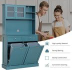 LOUVIXA 68.4" Kitchen Pantry Storage Cabinet, Freestanding Cupboard with Shelf, 2 Drawers and 1 Tilt Out Trash Cabinet, Tall Cabinets for Kitchen, Dinning Room, Living Room (White, Double Tilt)