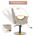 LOUVIXA Barber Chair for Hair Stylist, Height Adjustable Hydraulic Hair Reclining Salon Chair, 360 Degrees Rotation, Multi-Function Shampoo Chair for Salon Barbershop (Grey)