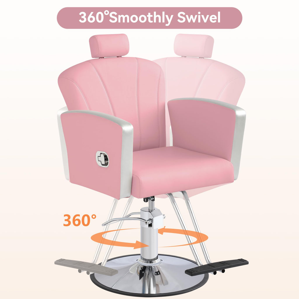 LOUVIXA Height Adjustable Salon Chair for Hair Sylist, Reclining Salon Hair Chairs, Hydraulic Barber Chair, 360 Degree Swivel Shampoo Chairset for Barbershop (Grey)