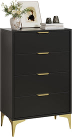 LOUVIXA Dresser for Bedroom with 4 Drawers, Wood Chest of Drawers, Dresser Storage Cabinet, 4 Drawer Dressers for Bedroom, Living Room, Entryway, Cloakroom (Black)