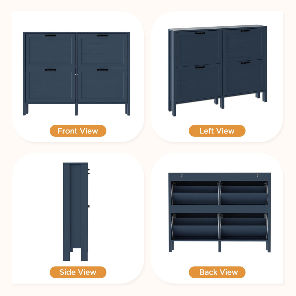 LOUVIXA Shoe Cabinet with 4 Flip Drawers, Narrow Shoe Storage Cabinet, Freestanding Shoe Cabinet Organizer, Hidden Shoe Rack Cabinet for Entryway, Hallway (4-Drawers, Brown/4-drawers)