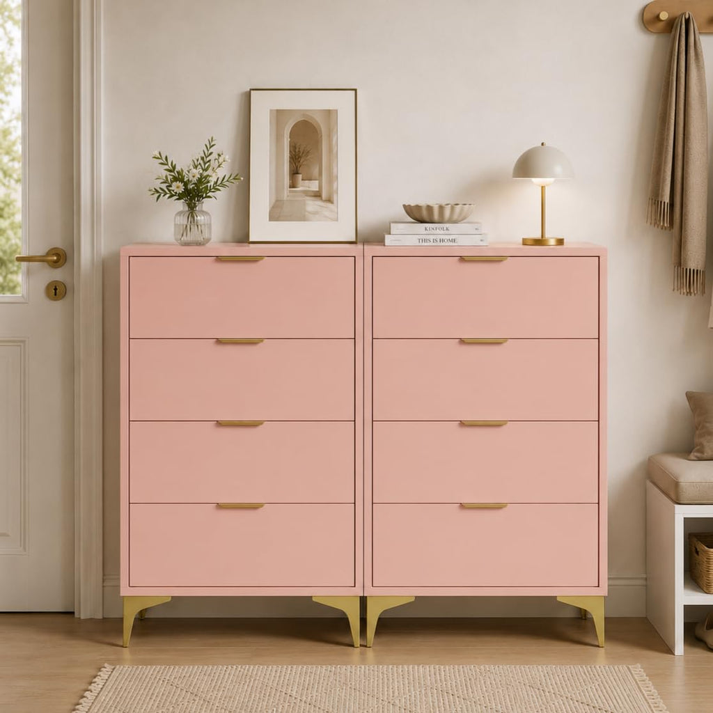LOUVIXA Dresser for Bedroom with 4 Drawers, Wood Chest of Drawers, Dresser Storage Cabinet, 4 Drawer Dressers for Bedroom, Living Room, Entryway, Cloakroom (Black)