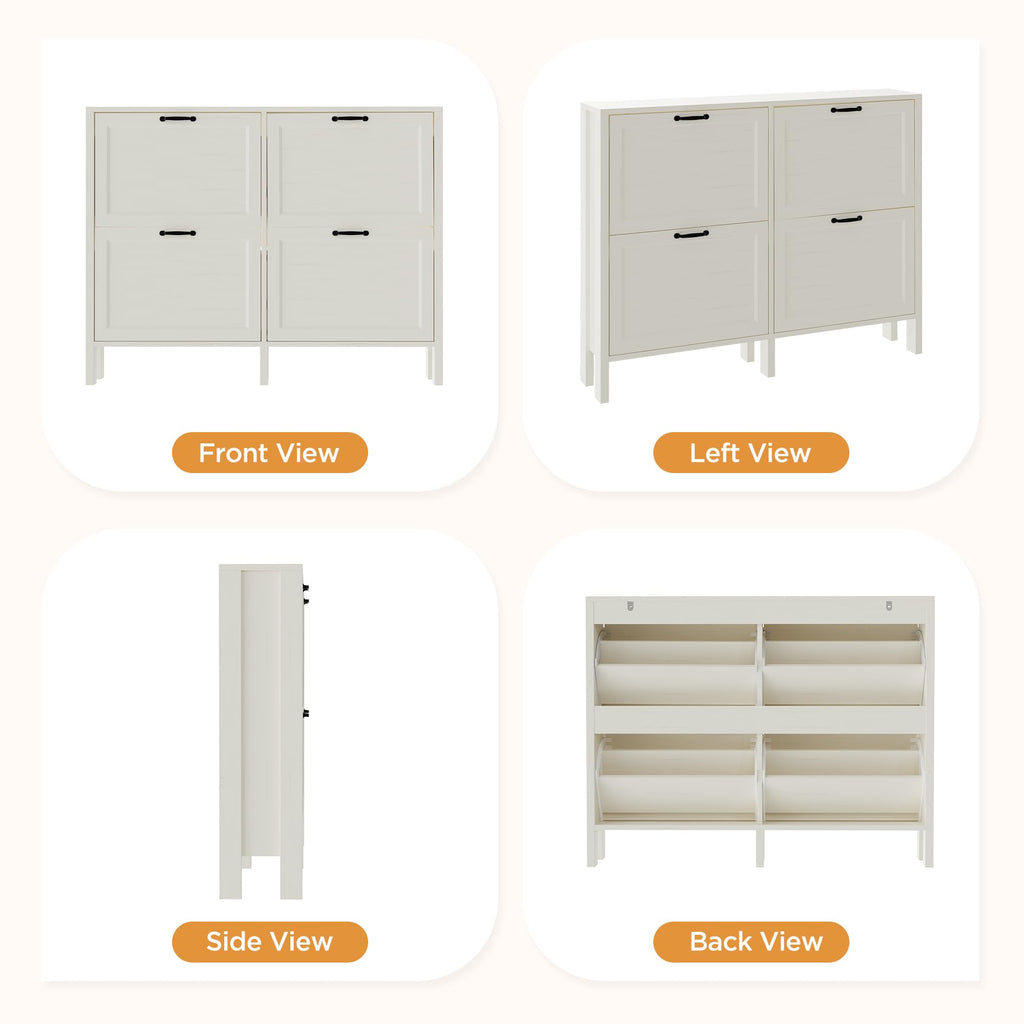 LOUVIXA Shoe Cabinet with 4 Flip Drawers, Narrow Shoe Storage Cabinet, Freestanding Shoe Cabinet Organizer, Hidden Shoe Rack Cabinet for Entryway, Hallway (4-Drawers, Brown/4-drawers)