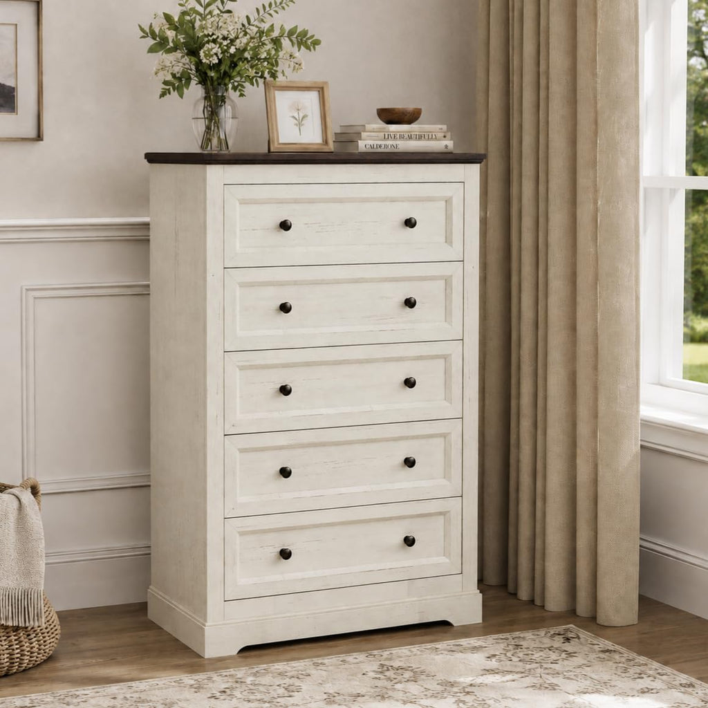 LOUVIXA Farmhouse Dresser 9 Drawer, Bedroom Chest of Drawers, Dressers with 9 Drawers, Wooden Dressers for Bedroom, Living Room, Tv Stand, Entryway(Rustic Yellow)