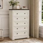 LOUVIXA Farmhouse Dresser 9 Drawer, Bedroom Chest of Drawers, Dressers with 9 Drawers, Wooden Dressers for Bedroom, Living Room, Tv Stand, Entryway(Rustic Yellow)