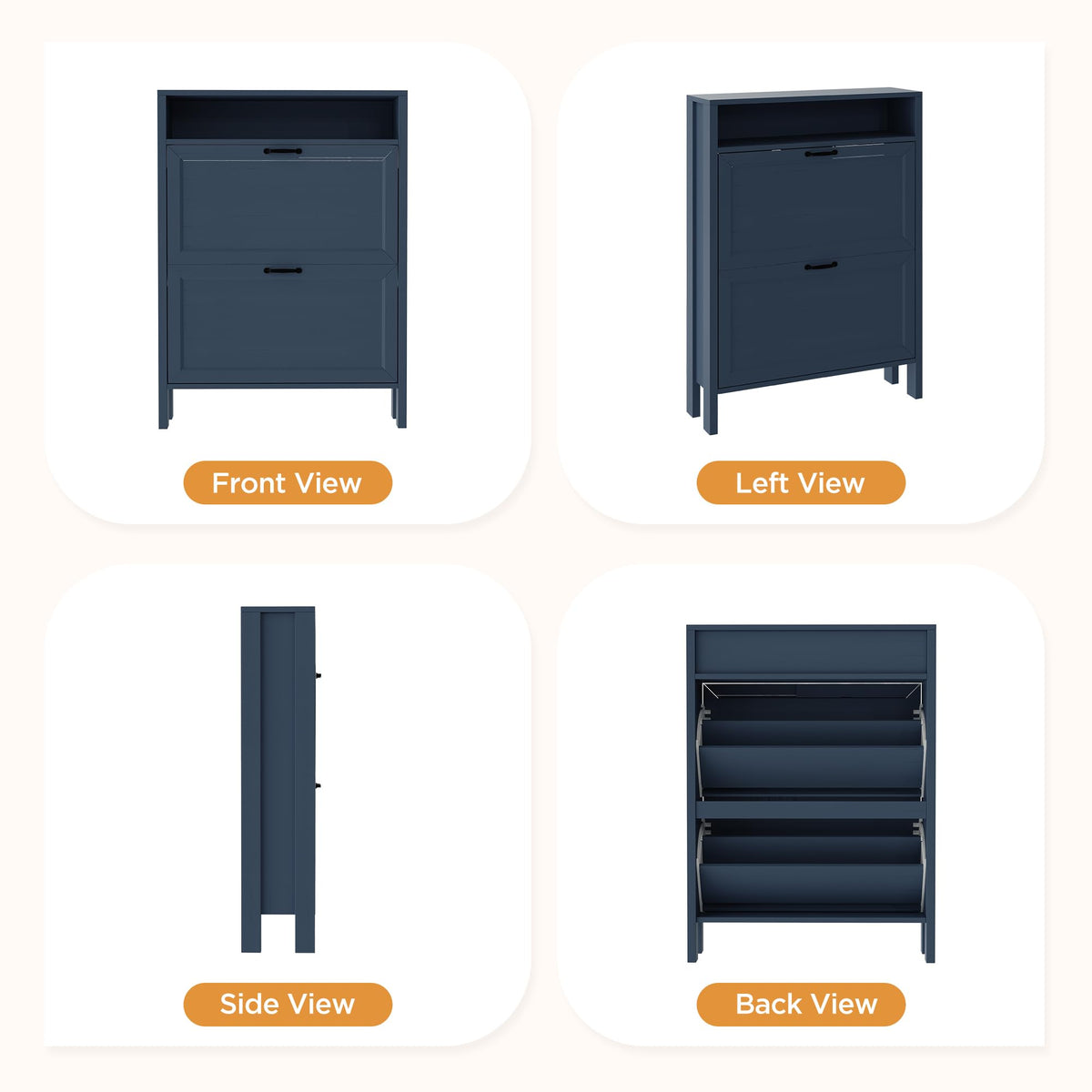 LOUVIXA Shoe Cabinet with 4 Flip Drawers, Narrow Shoe Storage Cabinet, Freestanding Shoe Cabinet Organizer, Hidden Shoe Rack Cabinet for Entryway, Hallway (4-Drawers, Brown/4-drawers)