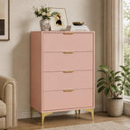 LOUVIXA Dresser for Bedroom with 4 Drawers, Wood Chest of Drawers, Dresser Storage Cabinet, 4 Drawer Dressers for Bedroom, Living Room, Entryway, Cloakroom (Black)