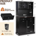LOUVIXA 68.4" Kitchen Pantry Storage Cabinet, Freestanding Cupboard with Shelf, 2 Drawers and 1 Tilt Out Trash Cabinet, Tall Cabinets for Kitchen, Dinning Room, Living Room (White, Double Tilt)