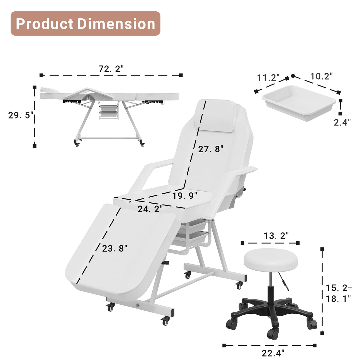 LOUVIXA Tattoo Chair, Adjustable Facial Chair 73 Inch Salon Bed with Hydraulic Stool for Professional Massage Beauty Spa (Black)