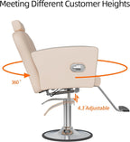 LOUVIXA Height Adjustable Salon Chair for Hair Sylist, Reclining Salon Hair Chairs, Hydraulic Barber Chair, 360 Degree Swivel Shampoo Chairset for Barbershop (Grey)
