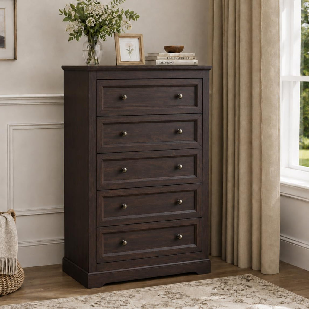 LOUVIXA Farmhouse Dresser 9 Drawer, Bedroom Chest of Drawers, Dressers with 9 Drawers, Wooden Dressers for Bedroom, Living Room, Tv Stand, Entryway(Rustic Yellow)