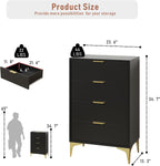 LOUVIXA Dresser for Bedroom with 4 Drawers, Wood Chest of Drawers, Dresser Storage Cabinet, 4 Drawer Dressers for Bedroom, Living Room, Entryway, Cloakroom (Black)