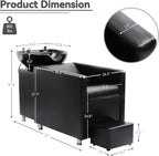 Shampoo Stations for Salon, Backwash Chair with Ceramic Bowl, Backwash Shampoo Unit with Foot Pedal, Sink Chair Station, Hair Washing Station for Barbershop (Black)