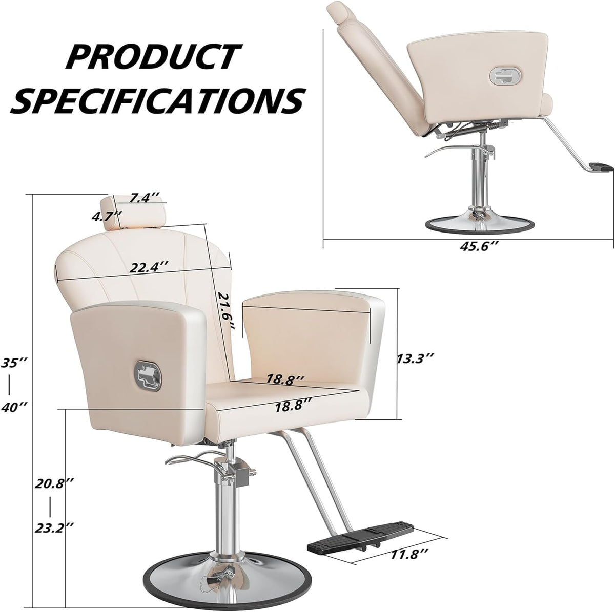 LOUVIXA Height Adjustable Salon Chair for Hair Sylist, Reclining Salon Hair Chairs, Hydraulic Barber Chair, 360 Degree Swivel Shampoo Chairset for Barbershop (Grey)
