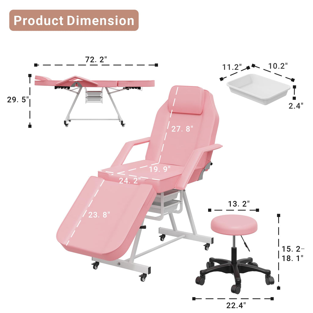 LOUVIXA Tattoo Chair, Adjustable Facial Chair 73 Inch Salon Bed with Hydraulic Stool for Professional Massage Beauty Spa (Black)