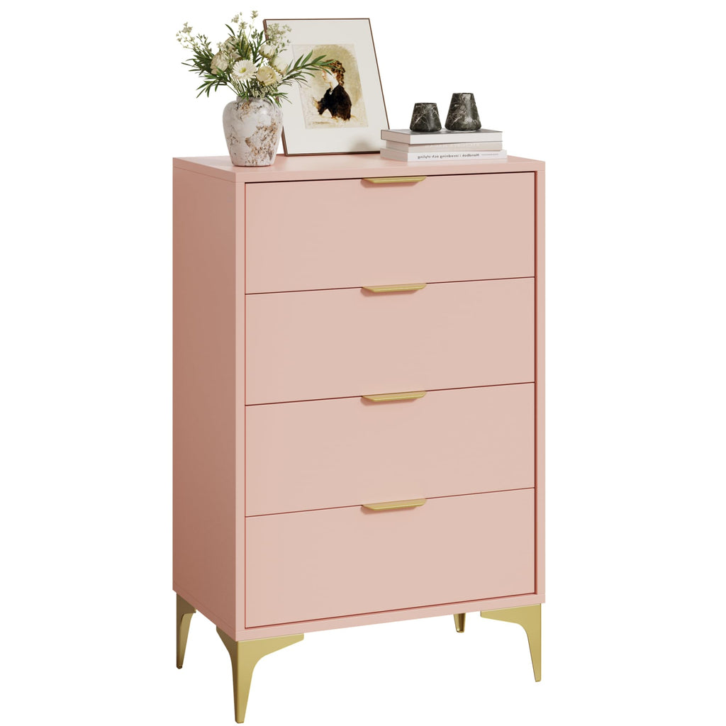 LOUVIXA Dresser for Bedroom with 4 Drawers, Wood Chest of Drawers, Dresser Storage Cabinet, 4 Drawer Dressers for Bedroom, Living Room, Entryway, Cloakroom (Black)