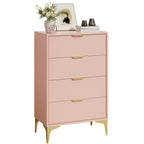LOUVIXA Dresser for Bedroom with 4 Drawers, Wood Chest of Drawers, Dresser Storage Cabinet, 4 Drawer Dressers for Bedroom, Living Room, Entryway, Cloakroom (Black)