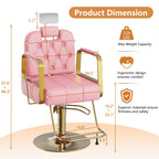 Barber Salon Chair for Hair Sylist, Hydraulic Salon Chairs with Headrest, Height Adjustable Barber Chairs, Reclining Barber Styling Chairs, 360 Degrees Rotation Shampoo Chair for Barbershop(White)