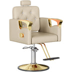 LOUVIXA Barber Chair Reclining, Salon Chairs for Hair Stylist, Height Adjustable Salon Styling Chair, Heavy Duty Barber Chairs, 360 Swivel Barbershop Chair (Rosa-Sliver, 330LBS)