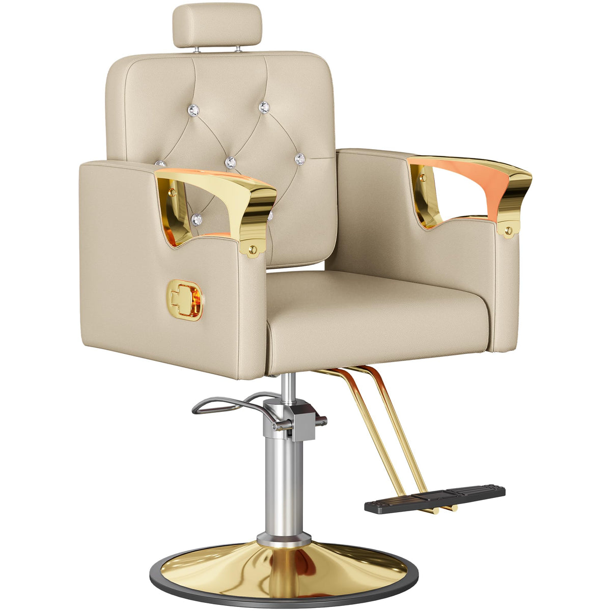 LOUVIXA Barber Chair Reclining, Salon Chairs for Hair Stylist, Height Adjustable Salon Styling Chair, Heavy Duty Barber Chairs, 360 Swivel Barbershop Chair (Rosa-Sliver, 330LBS)