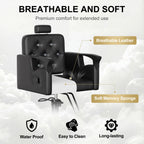 LOUVIXA Barber Chair Reclining, Salon Chairs for Hair Stylist, Height Adjustable Salon Styling Chair, Heavy Duty Barber Chairs, 360 Swivel Barbershop Chair (Rosa-Sliver, 330LBS)