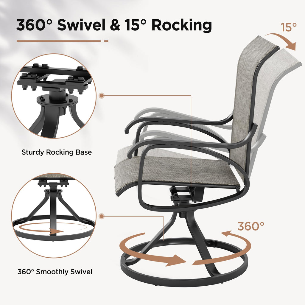 LOUVIXA Patio Swivel Chair Set of 8, All-Weather Patio Swivel Rocking Chair, High Back Patio Dining Chairs for Backyard, Porch, Lawn, Garden(8, Navy Blue)
