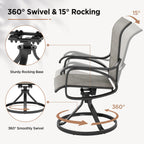 LOUVIXA Patio Swivel Chair Set of 8, All-Weather Patio Swivel Rocking Chair, High Back Patio Dining Chairs for Backyard, Porch, Lawn, Garden(8, Navy Blue)
