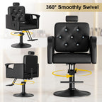 LOUVIXA Barber Chair Reclining, Salon Chairs for Hair Stylist, Height Adjustable Salon Styling Chair, Heavy Duty Barber Chairs, 360 Swivel Barbershop Chair (Rosa-Sliver, 330LBS)