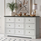 LOUVIXA Farmhouse Dresser 9 Drawer, Bedroom Chest of Drawers, Dressers with 9 Drawers, Wooden Dressers for Bedroom, Living Room, Tv Stand, Entryway(Rustic Yellow)