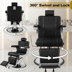 LOUVIXA Salon Chairs Barber Chairs for Barbershop, Reclining Salon Chairs for Hair Stylist, Professional 360 Swivel Barber Chair, Height Adjustable Hair Chair for Barbershop, Black