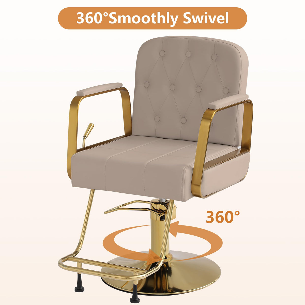 Barber Salon Chair for Hair Sylist, Hydraulic Salon Chairs with Headrest, Height Adjustable Barber Chairs, Reclining Barber Styling Chairs, 360 Degrees Rotation Shampoo Chair for Barbershop(White)
