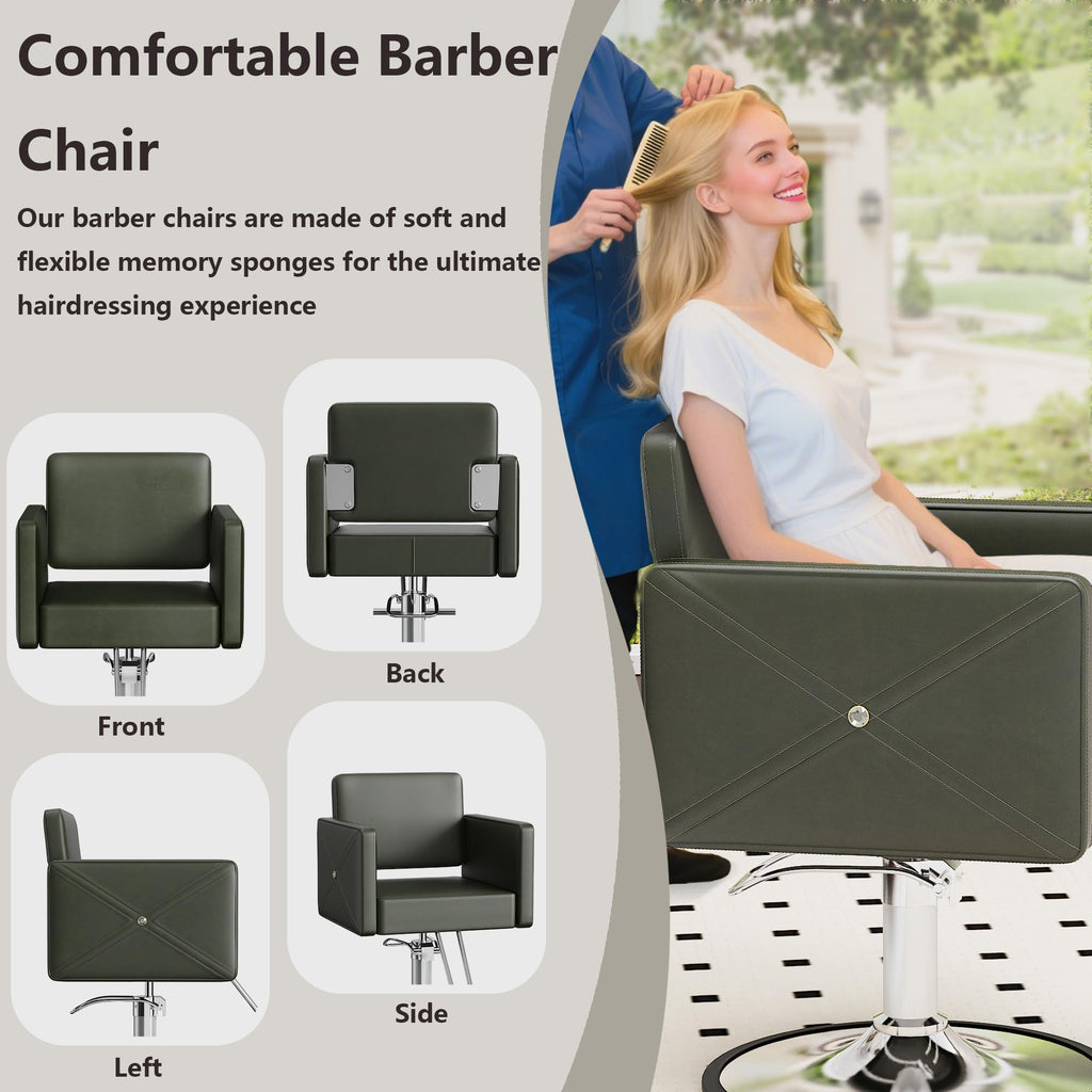 LOUVIXA Barber Salon Chairs for Hair Stylist, Height Adjustable Hydraulic Salon Chair, 360 Degrees Rotation, Multi-Function Shampoo Chair for Home Barbershop, Pink