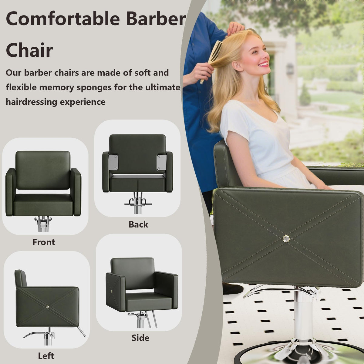 LOUVIXA Barber Salon Chairs for Hair Stylist, Height Adjustable Hydraulic Salon Chair, 360 Degrees Rotation, Multi-Function Shampoo Chair for Home Barbershop, Pink