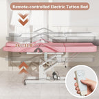 LOUVIXA Electric Height Adjustable Tattoo Bed, Electric Lift Massage Table, Multi-Purpose Massage Tattoo Lash Waxing Table for Beauty Barber Spa, Height Backrest Footrest Adjustable (Pink)