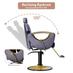 LOUVIXA Barber Chair for Hair Stylist, Height Adjustable Hydraulic Hair Reclining Salon Chair, 360 Degrees Rotation, Multi-Function Shampoo Chair for Salon Barbershop (Grey)