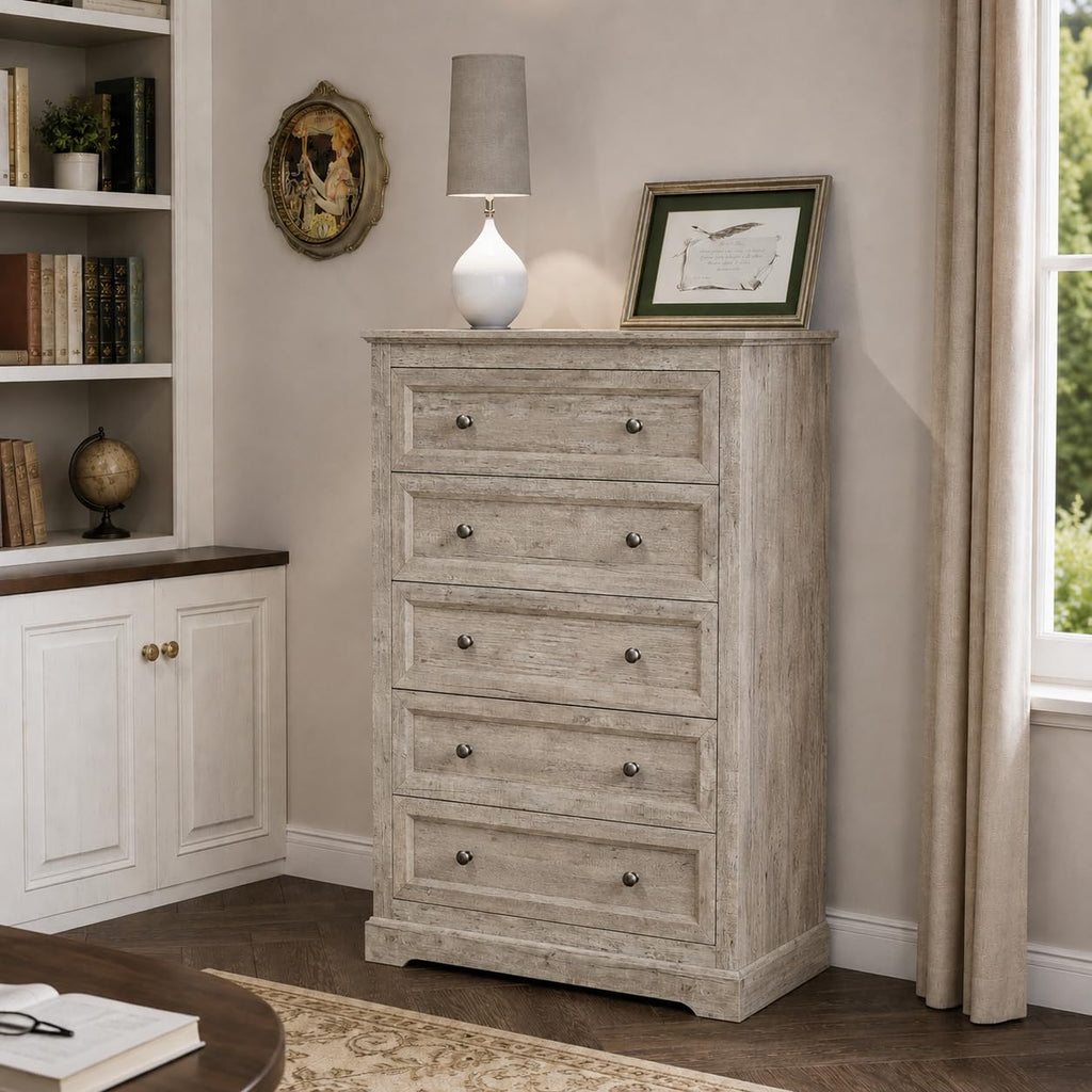 LOUVIXA Farmhouse Dresser 9 Drawer, Bedroom Chest of Drawers, Dressers with 9 Drawers, Wooden Dressers for Bedroom, Living Room, Tv Stand, Entryway(Rustic Yellow)