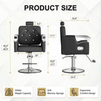 LOUVIXA Barber Chair Reclining, Salon Chairs for Hair Stylist, Height Adjustable Salon Styling Chair, Heavy Duty Barber Chairs, 360 Swivel Barbershop Chair (Rosa-Sliver, 330LBS)