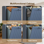 LOUVIXA Tilt Out Trash Can Cabinet Dog Proof with Double Wood Hidden Trash Can Holder, Kitchen Free Standing Recycling Cabinet（Black）